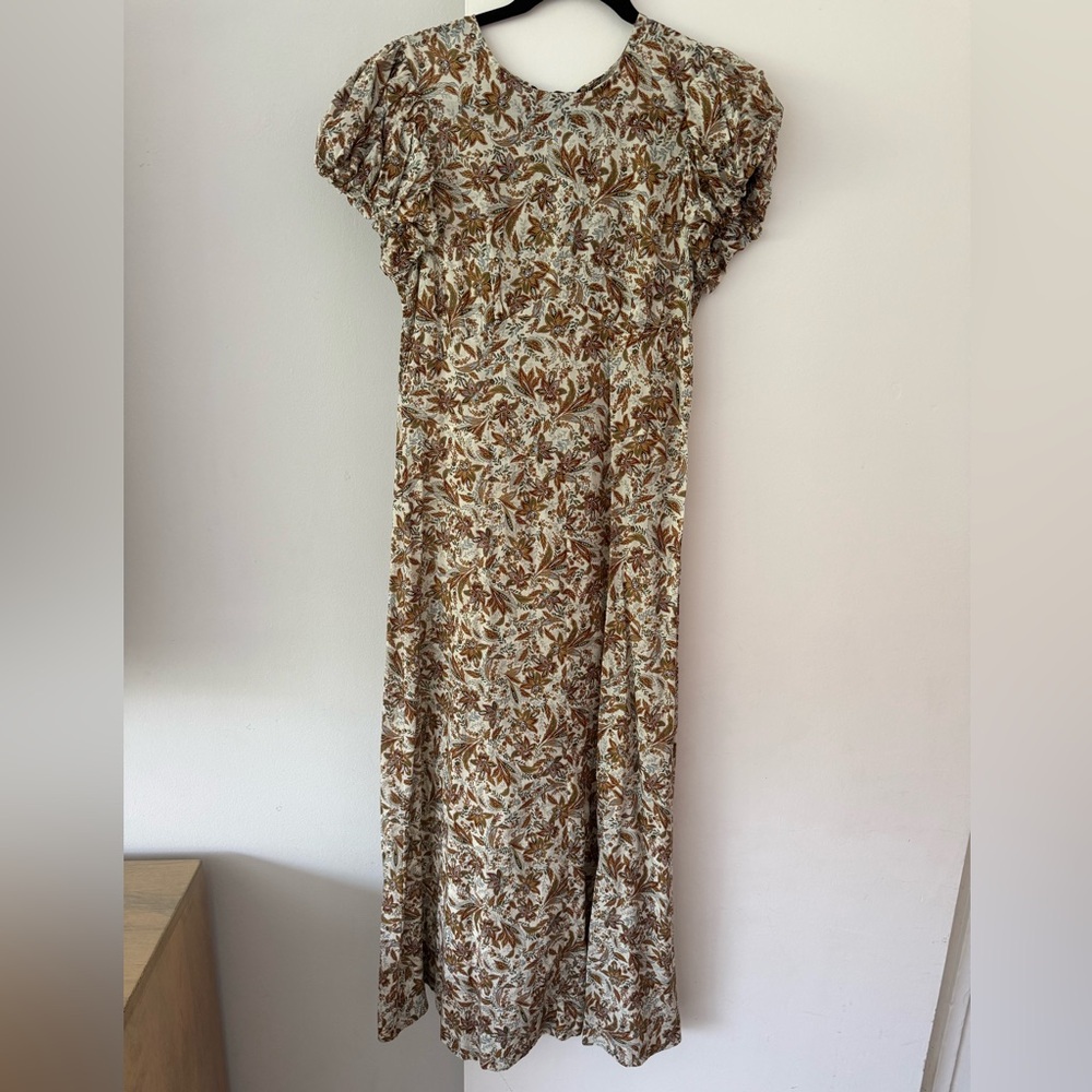 Doen Brown and Cream Floral Maxi Dress